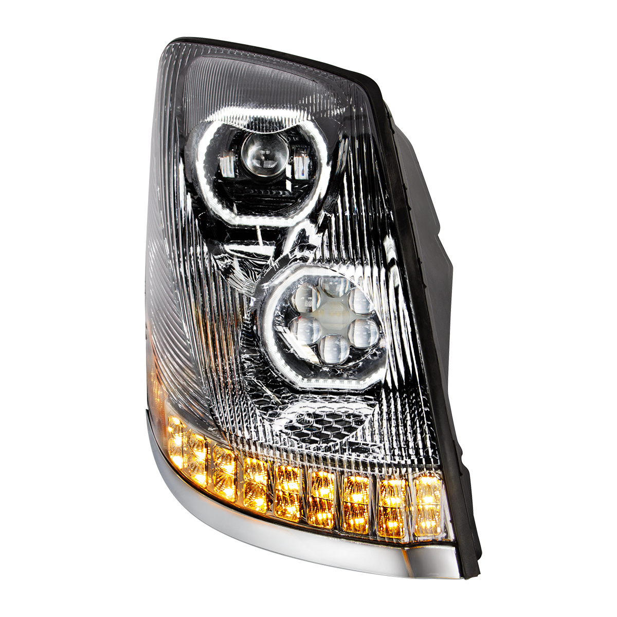 Black 10 LED Headlight For 2003-2017 Volvo VN/VNL - Passenger Side - Thumbnail 5