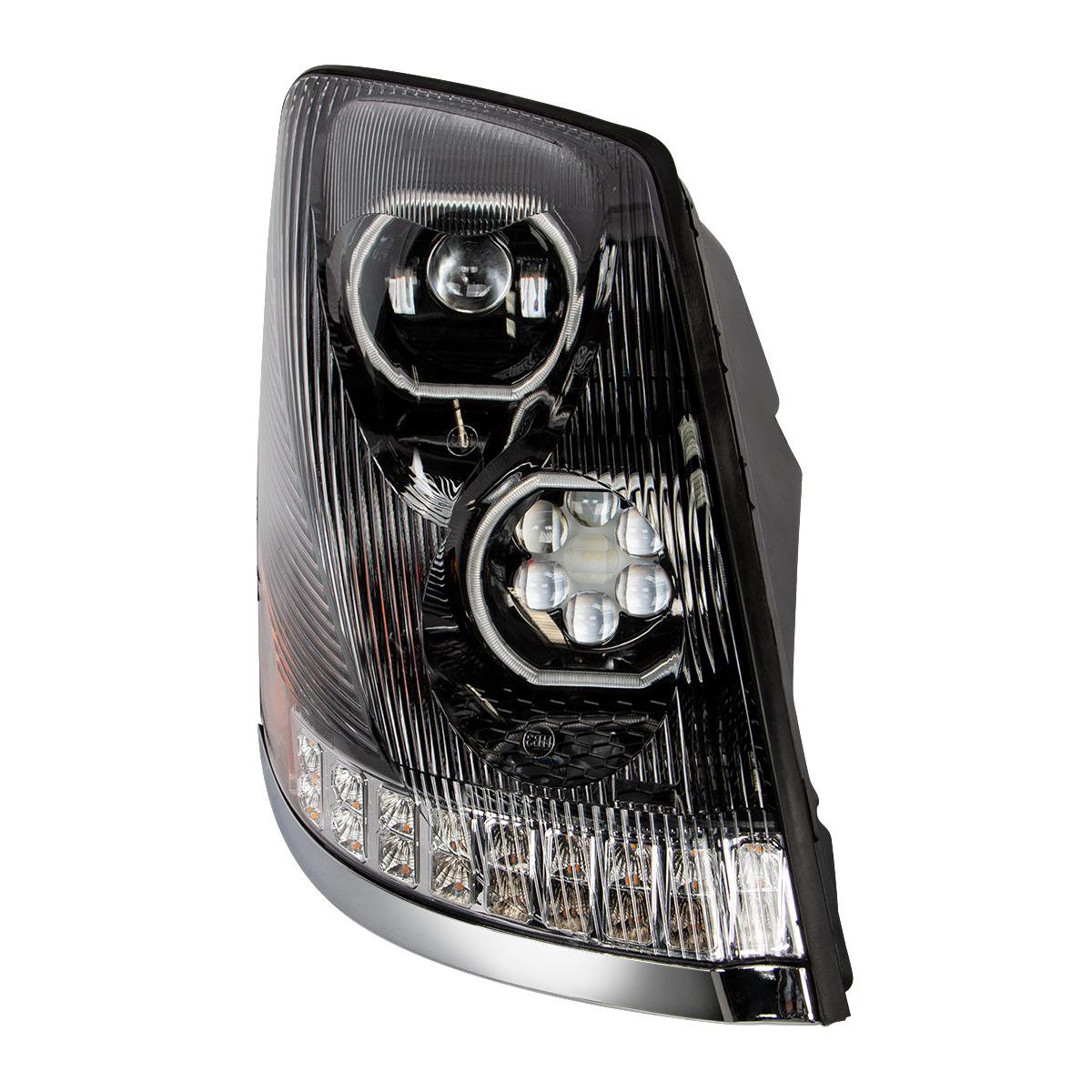 Black 10 LED Headlight For 2003-2017 Volvo VN/VNL - Passenger Side - Thumbnail 6