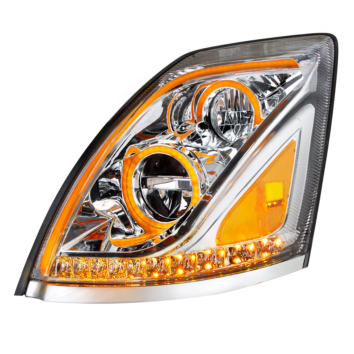 Chrome LED Headlight for 2003-2017 Volvo VN/VNL - Driver - Thumbnail 3