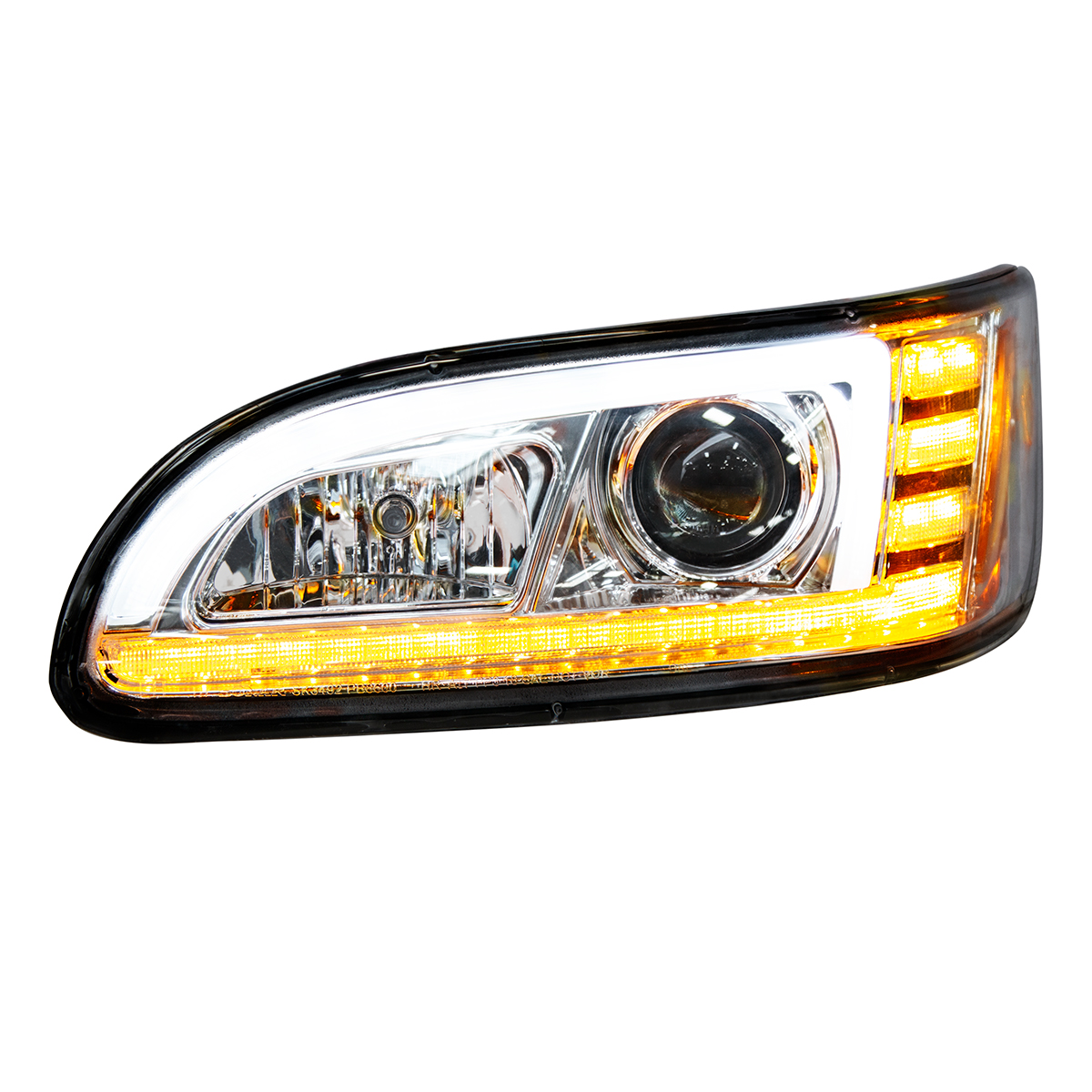 Chrome Projection Headlight With LED Sequential Turn & DRL For 2005-2015 Peterbilt 386- Driver - Thumbnail 6