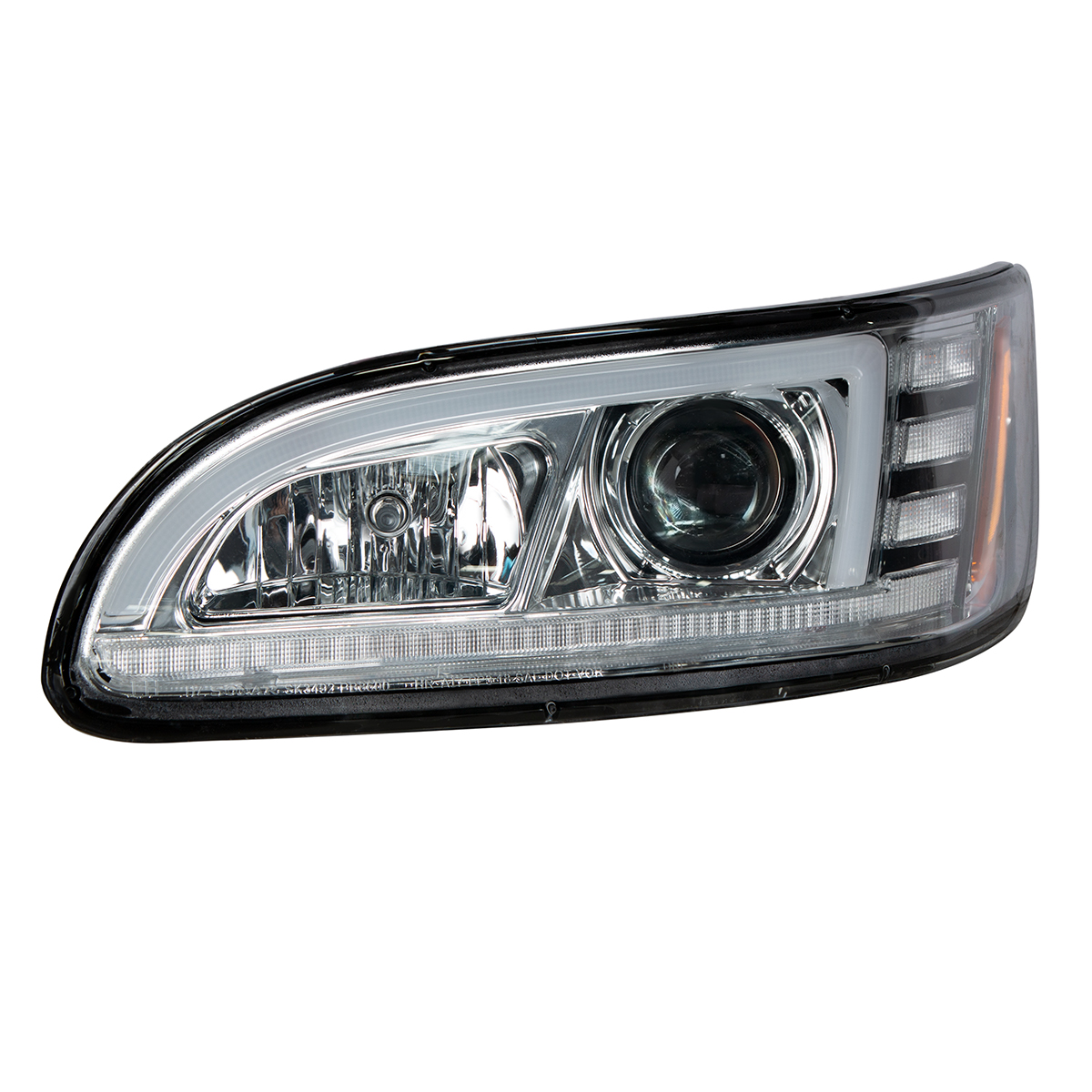 Chrome Projection Headlight With LED Sequential Turn & DRL For 2005-2015 Peterbilt 386- Driver - Thumbnail 7