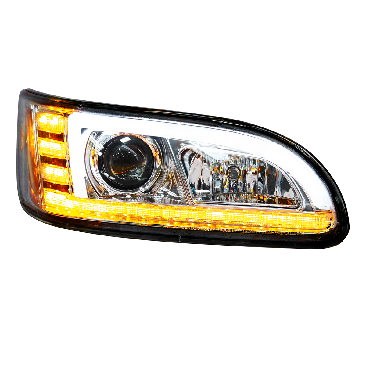 Chrome Projection Headlight With LED Sequential Turn & DRL For 2005-2015 Peterbilt 386- Passenger - Thumbnail 6