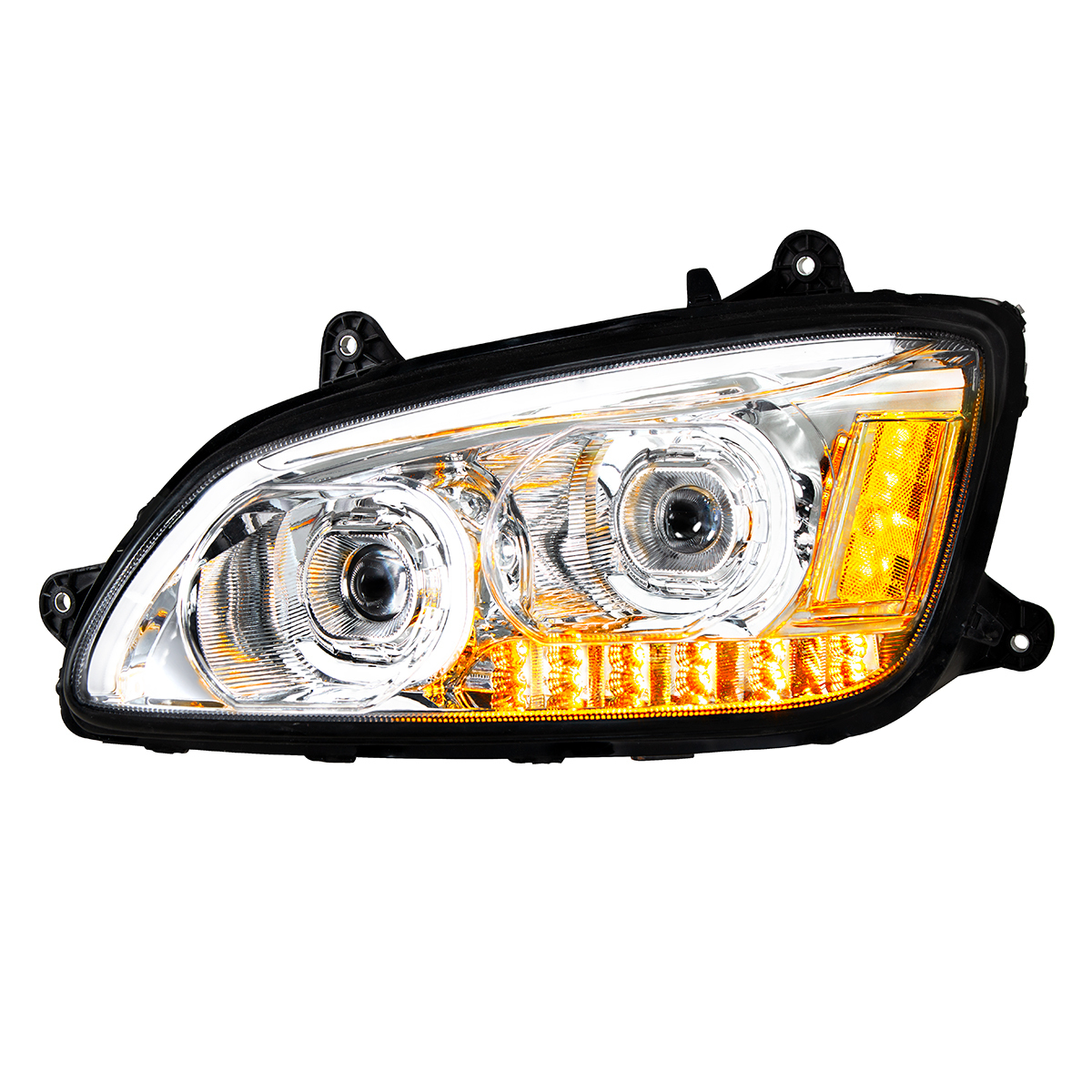 Chrome LED Headlight With LED Turn Signal & LED Position Light Bar For 2008-2017 Kenworth T660 - Driver - Thumbnail 8