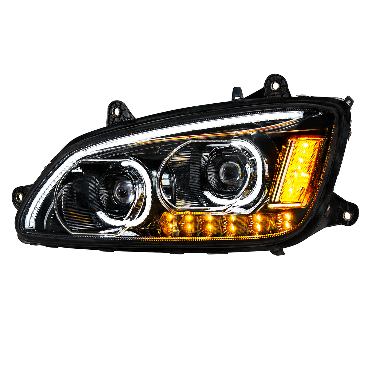 "Blackout" LED Headlight With LED Turn Signal & LED Position Light Bar For 2008-2017 Kenworth T660 - Driver - Thumbnail 8