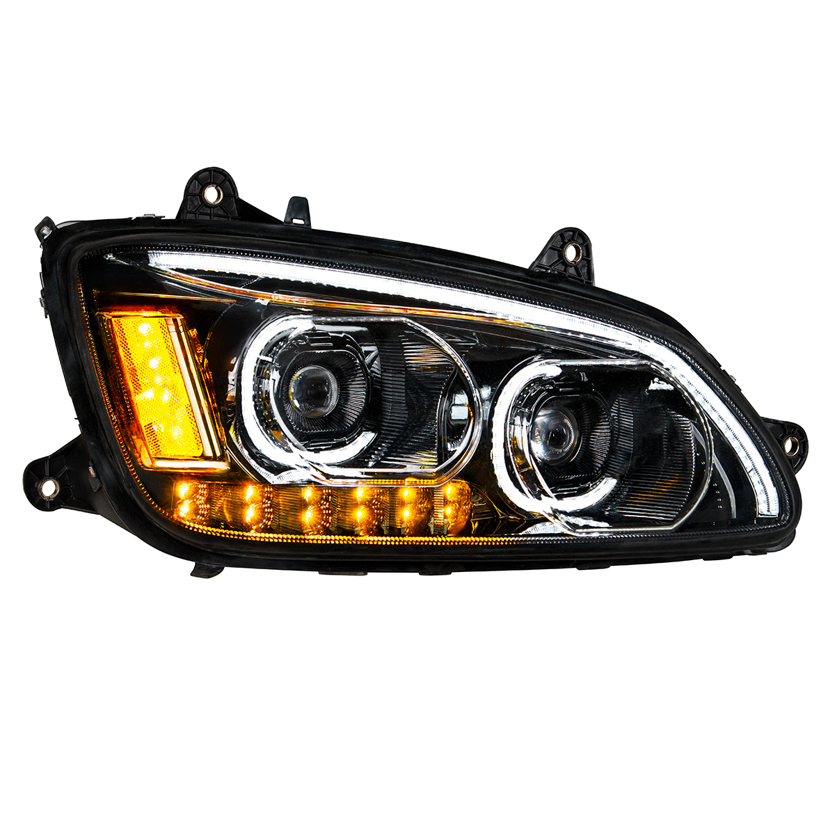 "Blackout" LED Headlight With LED Turn Signal & LED Position Light Bar For 2008-2017 Kenworth T660 - Passenger - Thumbnail 8