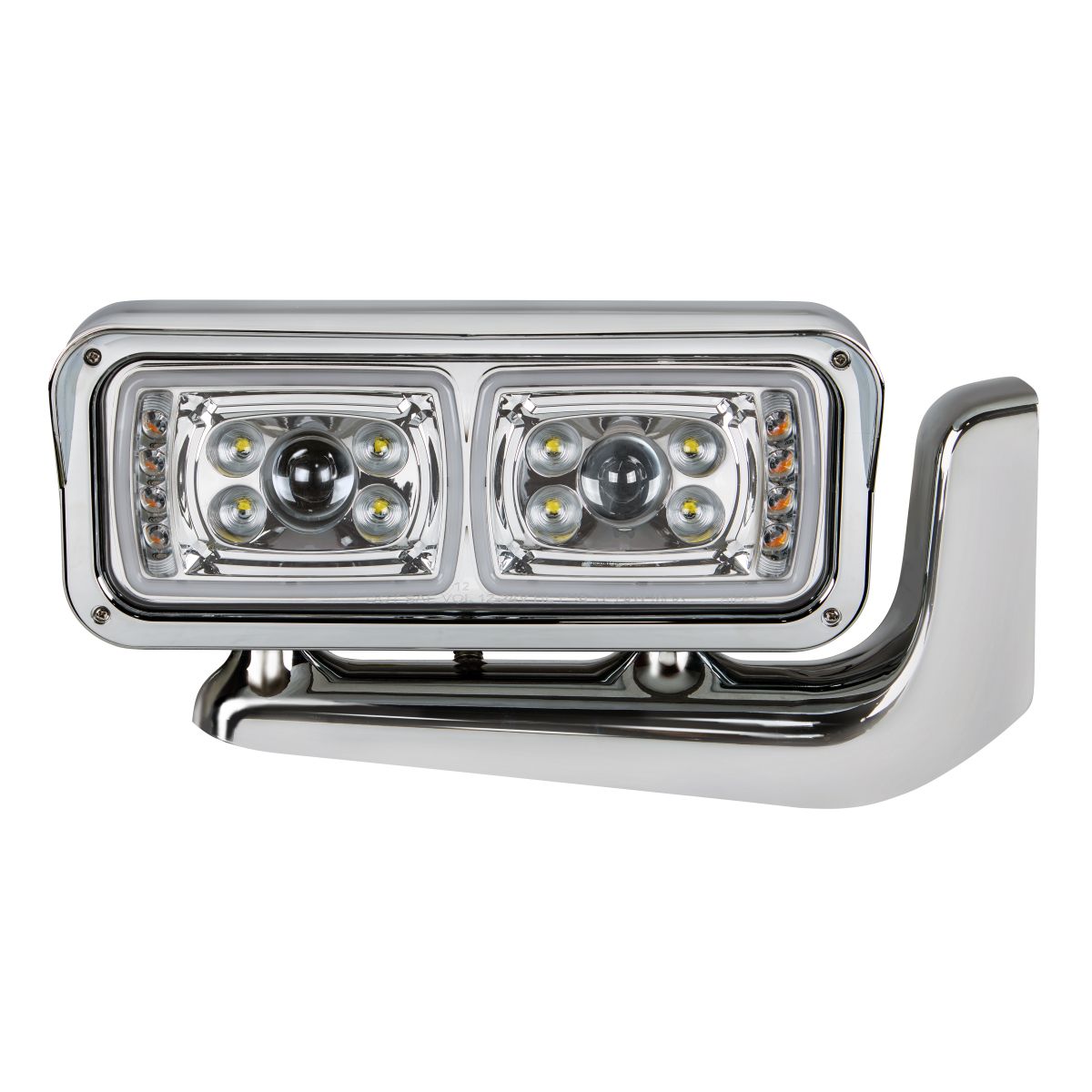 10 High Power LED "Chrome" Projection Headlight Assembly With Mounting Arm - Passenger Side - Thumbnail 2