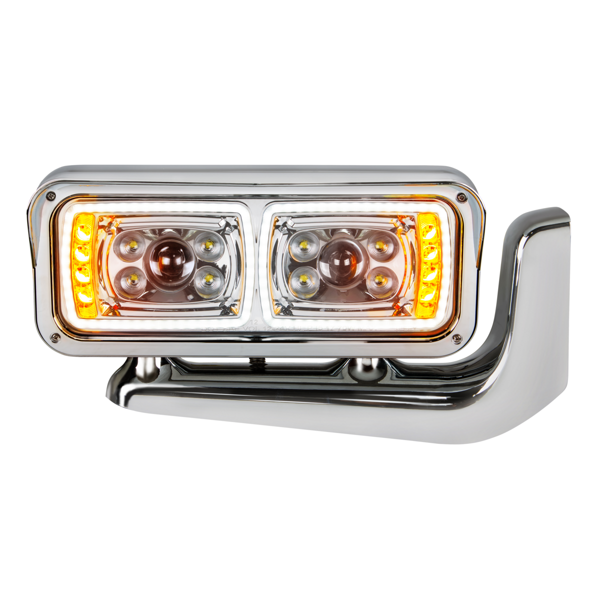10 High Power LED "Chrome" Projection Headlight Assembly With Mounting Arm - Passenger Side - Thumbnail 8