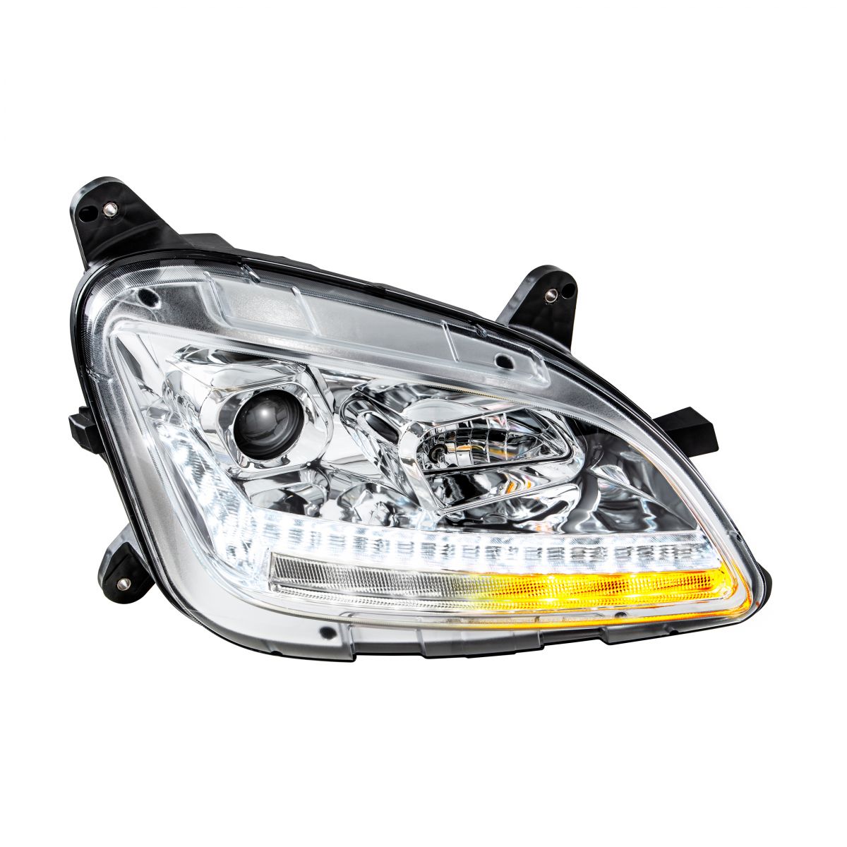Chrome Projection Headlight With LED Sequential Turn and DRL For 2012-2021 Peterbilt 579- Passenger - Thumbnail 2