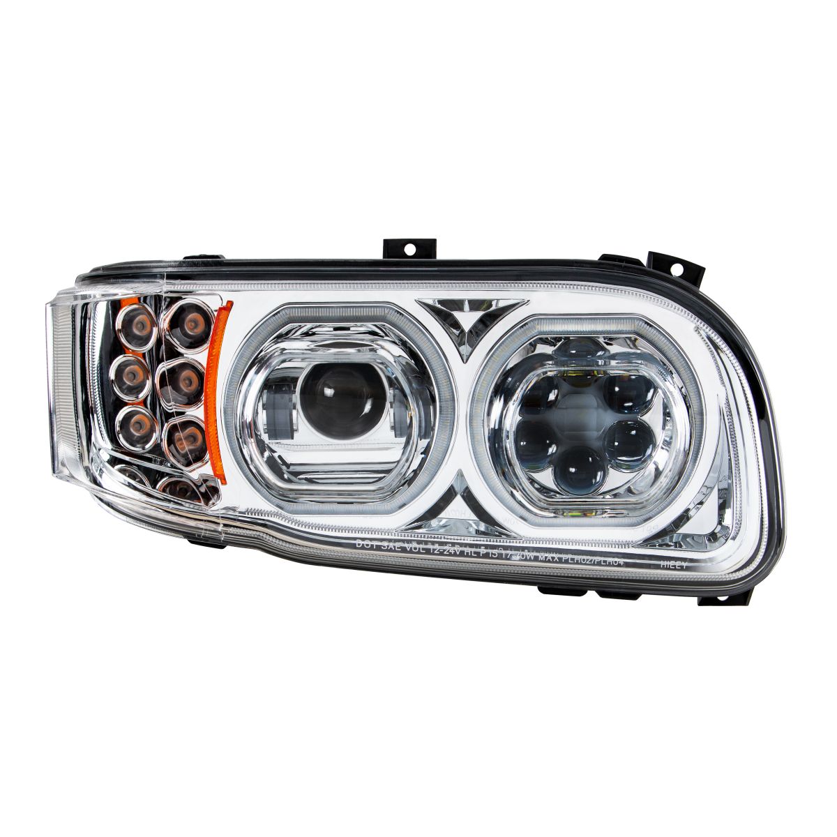 High Power 10 LED Chrome Headlight With 6 LED Turn & 100 LED Halo For 2008-2024 Peterbilt 389- Passenger - Thumbnail 4