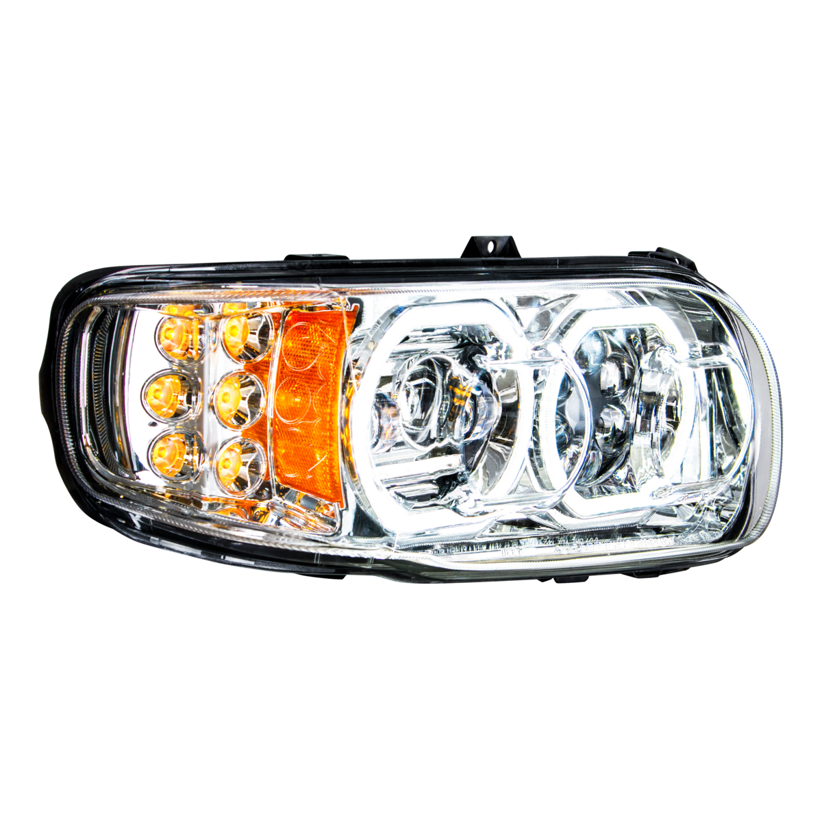 High Power 10 LED Chrome Headlight With 6 LED Turn & 100 LED Halo For 2008-2024 Peterbilt 389- Passenger - Thumbnail 9
