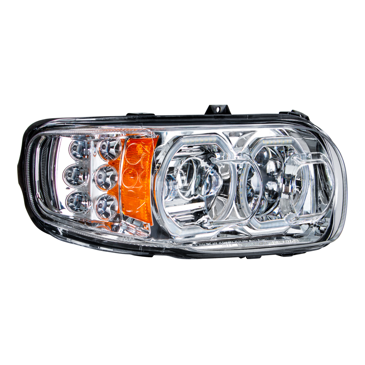 High Power 10 LED Chrome Headlight With 6 LED Turn & 100 LED Halo For 2008-2024 Peterbilt 389- Passenger - Thumbnail 10