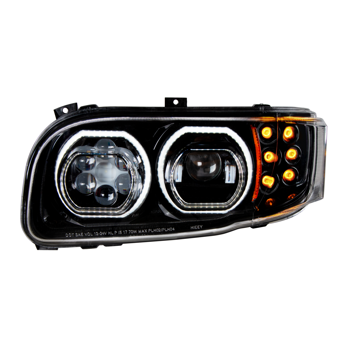 High Power 10 LED Blackout Headlight With 6 LED Turn & 100 LED Halo For 2008-2024 Peterbilt 389- Driver - Thumbnail 11
