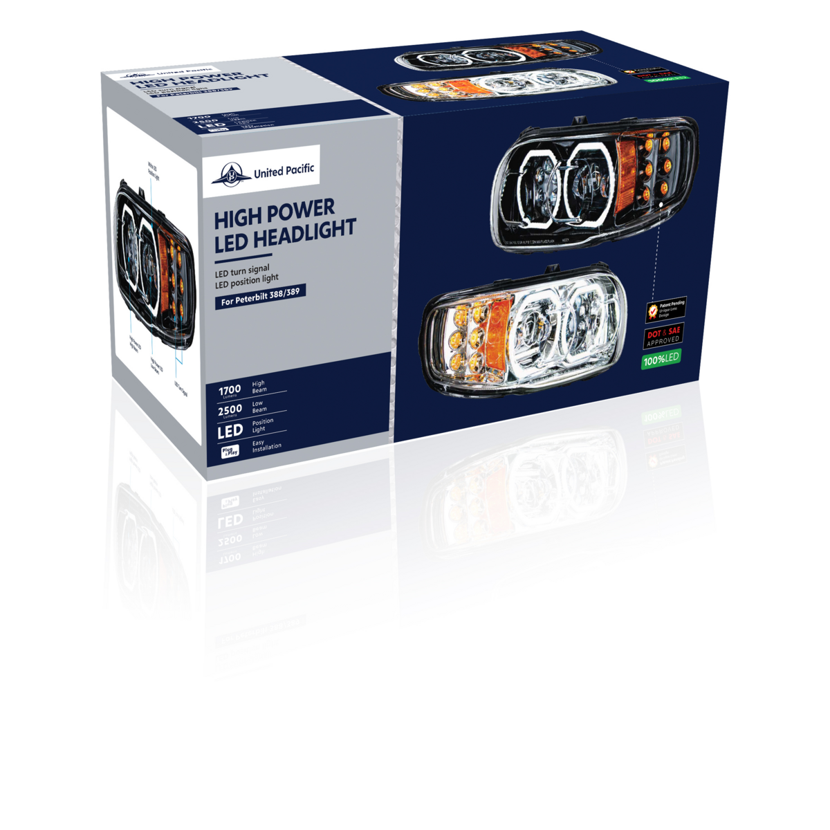 High Power 10 LED Blackout Headlight With 6 LED Turn & 100 LED Halo For 2008-2024 Peterbilt 389- Driver - Thumbnail 15