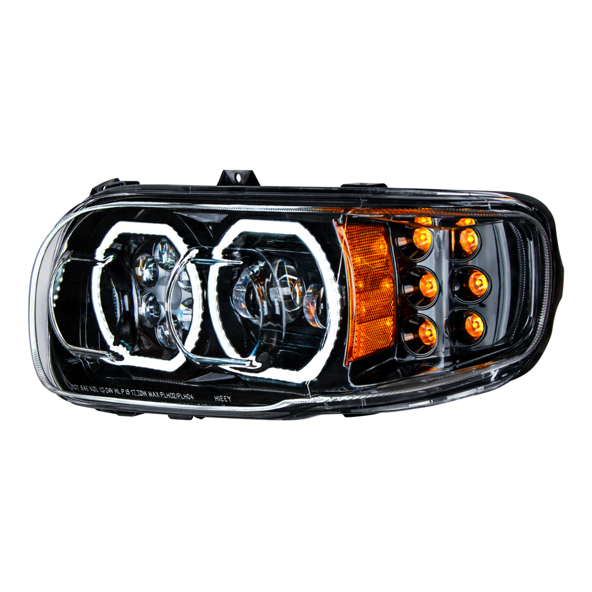 High Power 10 LED Blackout Headlight With 6 LED Turn & 100 LED Halo For 2008-2024 Peterbilt 389- Driver - Thumbnail 9