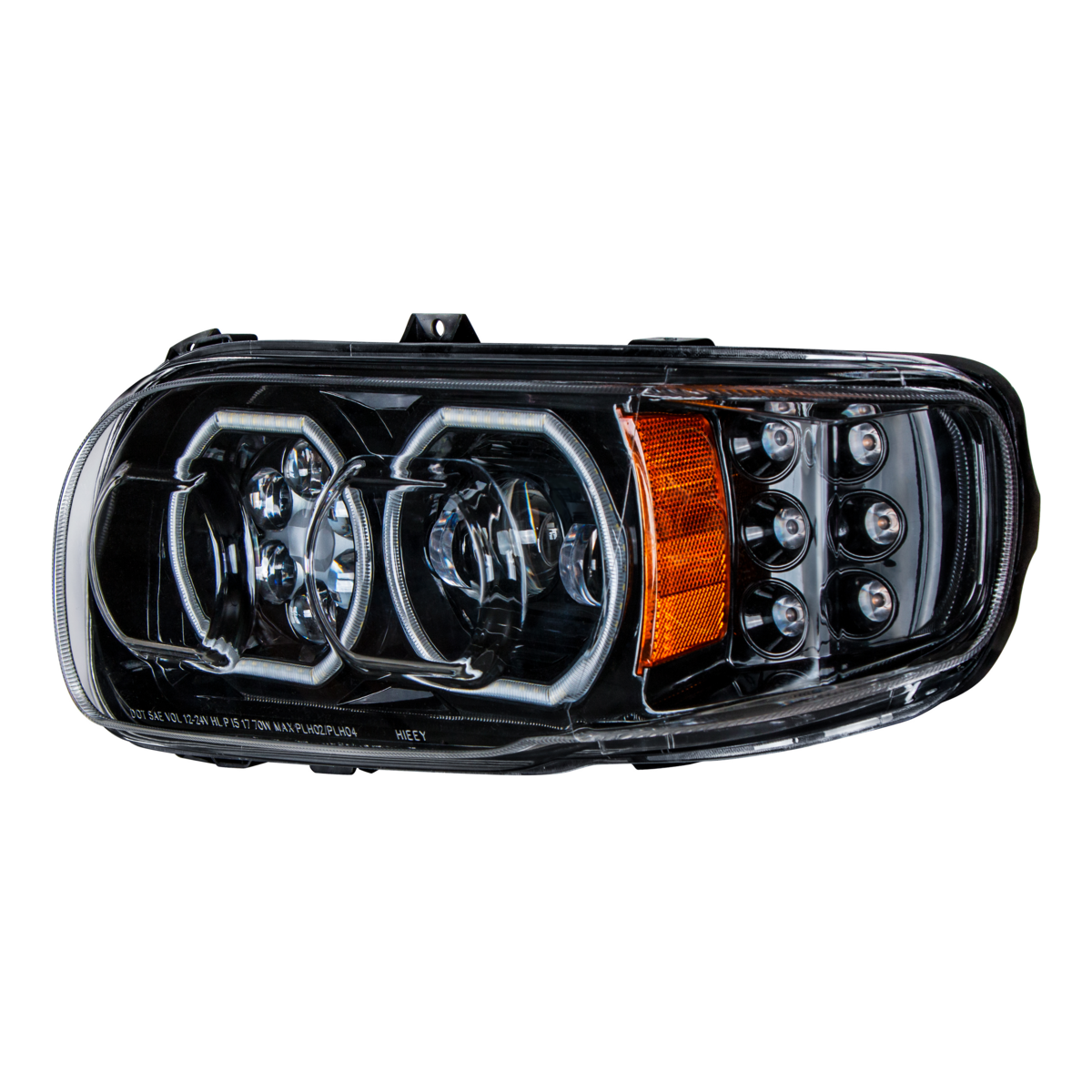 High Power 10 LED Blackout Headlight With 6 LED Turn & 100 LED Halo For 2008-2024 Peterbilt 389- Driver - Thumbnail 10