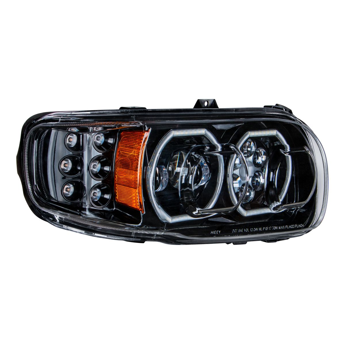 High Power 10 LED Blackout Headlight With 6 LED Turn & 100 LED Halo For 2008-2024 Peterbilt 389- Passenger - Thumbnail 2