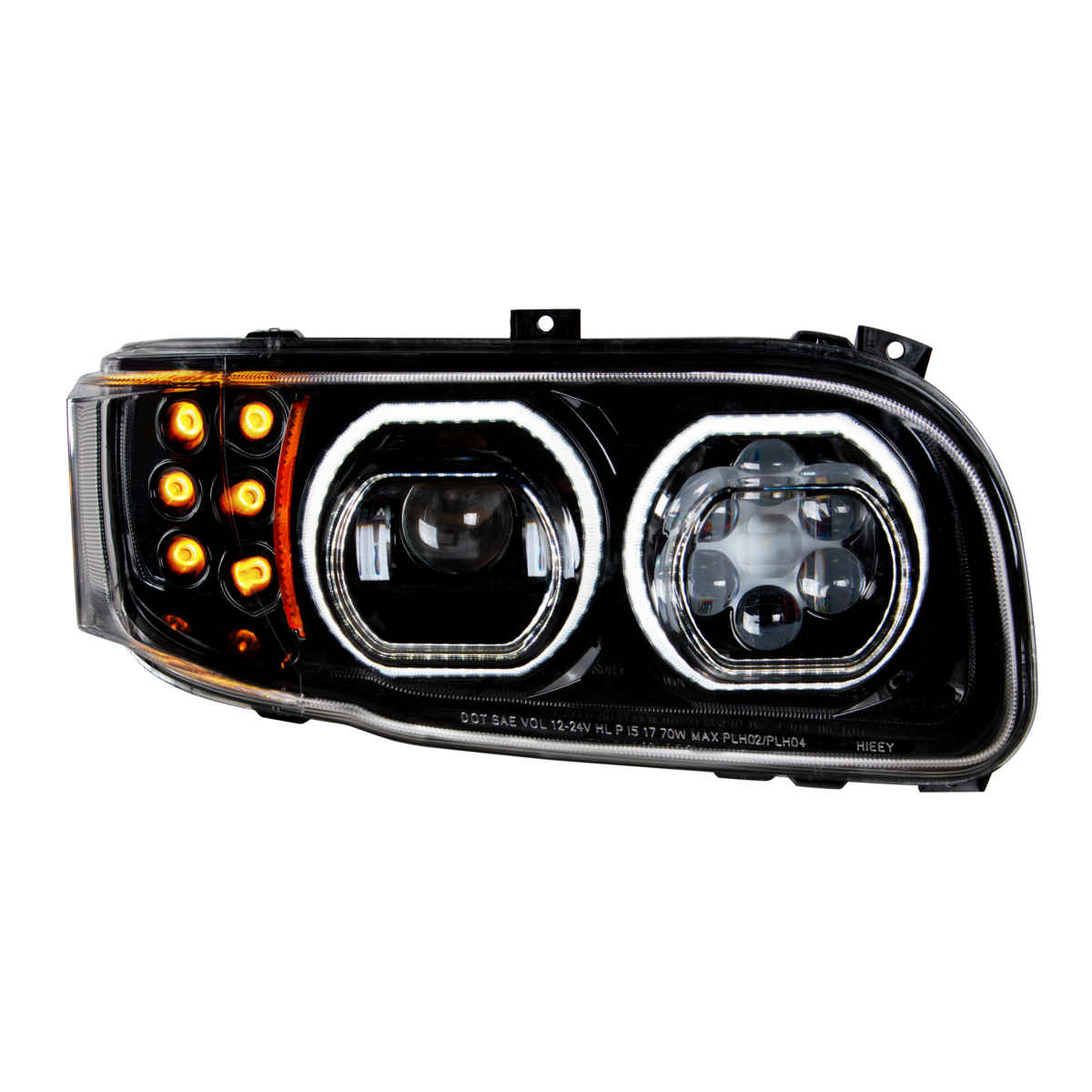 High Power 10 LED Blackout Headlight With 6 LED Turn & 100 LED Halo For 2008-2024 Peterbilt 389- Passenger - Thumbnail 11