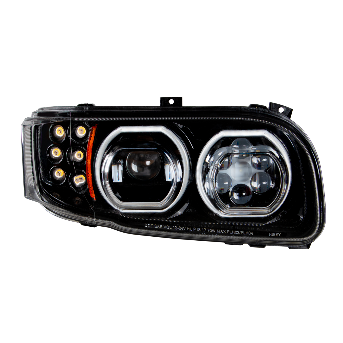 High Power 10 LED Blackout Headlight With 6 LED Turn & 100 LED Halo For 2008-2024 Peterbilt 389- Passenger - Thumbnail 12