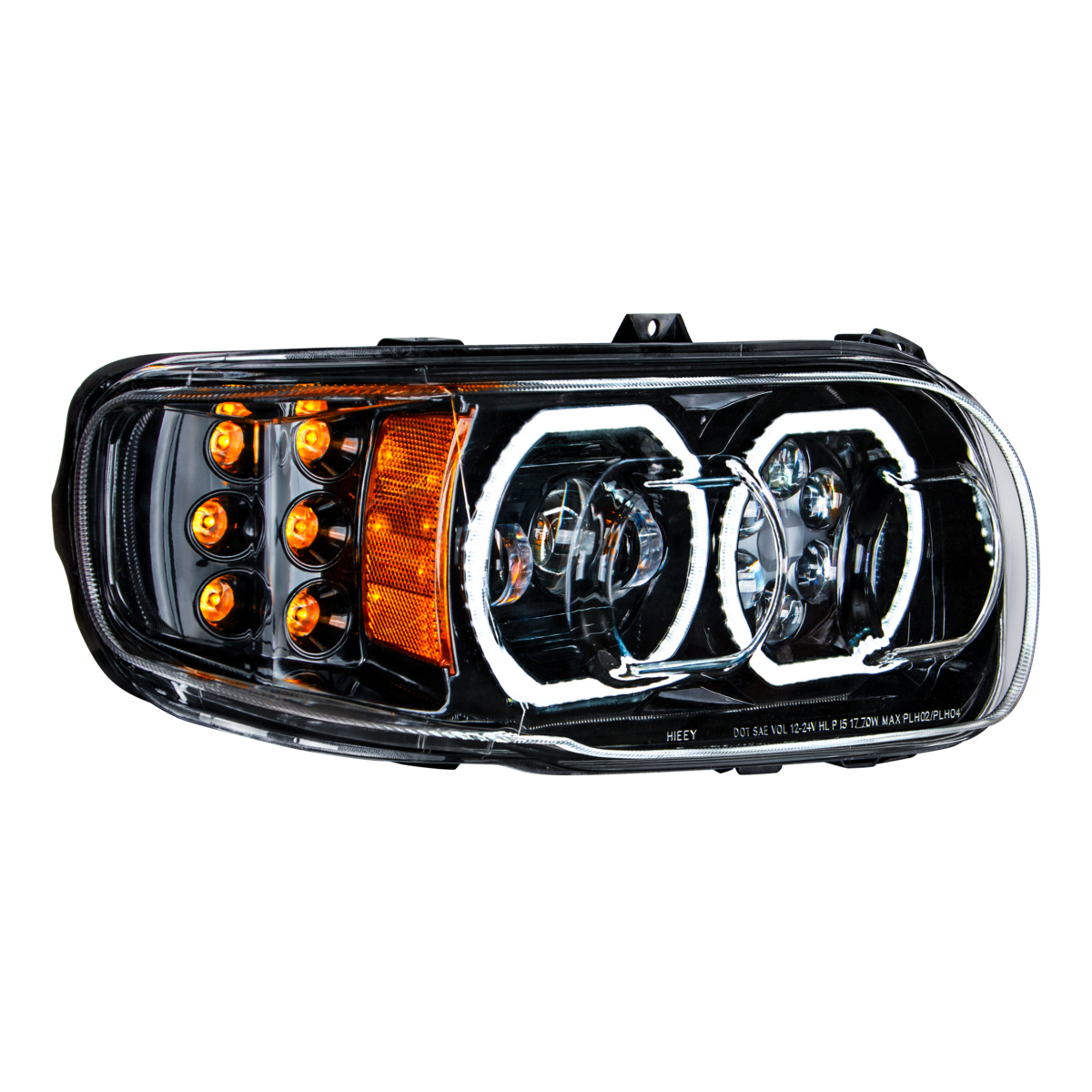 High Power 10 LED Blackout Headlight With 6 LED Turn & 100 LED Halo For 2008-2024 Peterbilt 389- Passenger - Thumbnail 9