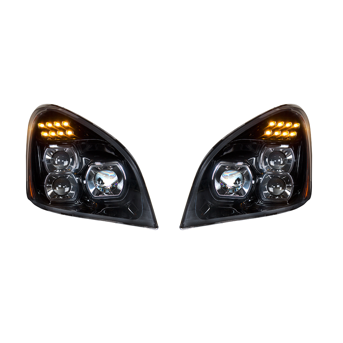 "Blackout" LED Headlight Set For 2008-2017 Freightliner Cascadia (Pair) - Thumbnail 3