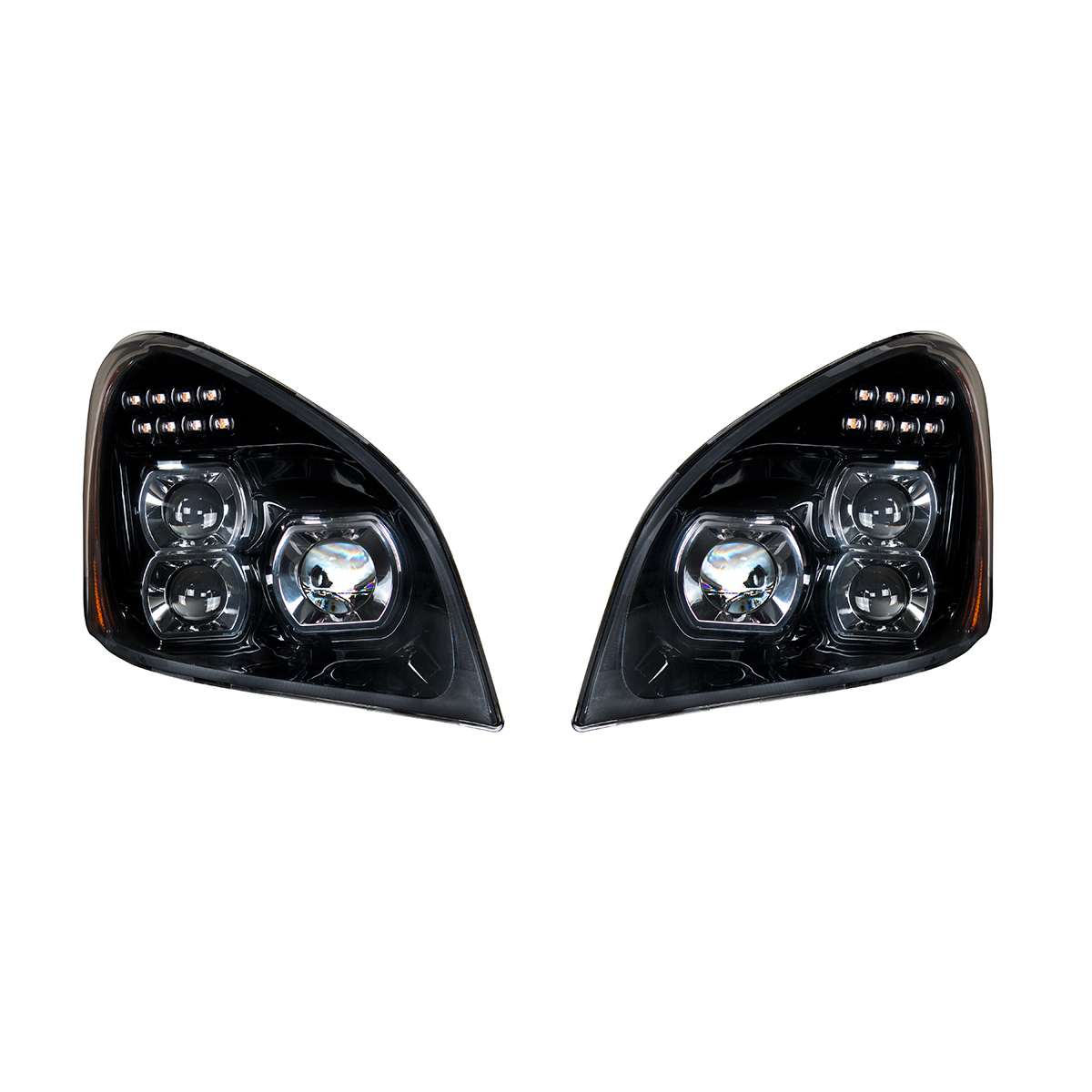 "Blackout" LED Headlight Set For 2008-2017 Freightliner Cascadia (Pair) - Thumbnail 4