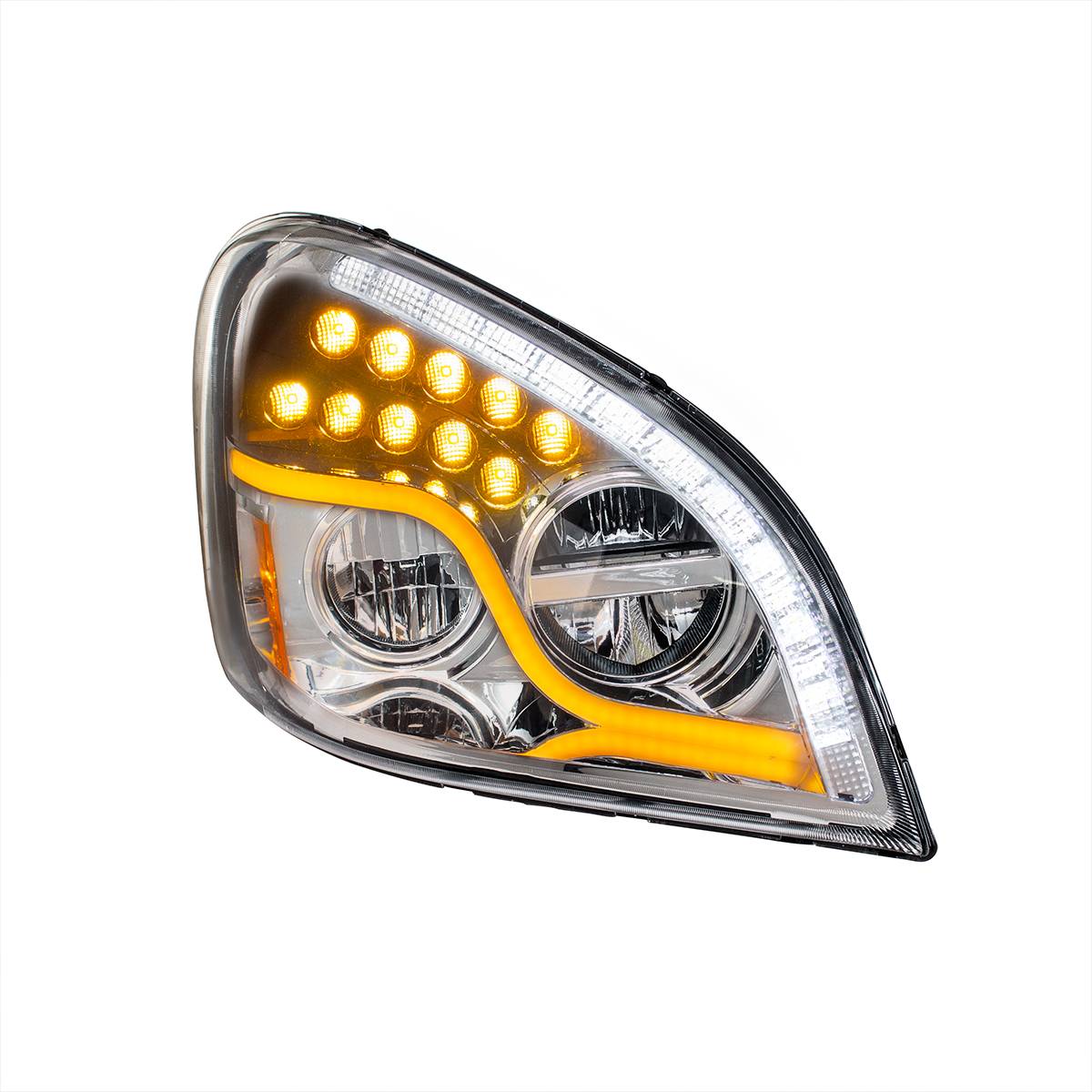 High Power LED Chrome Headlight With LED DRL & LED Turn Signal For 2008-2017 Freightliner Cascadia - Passenger - Thumbnail 4