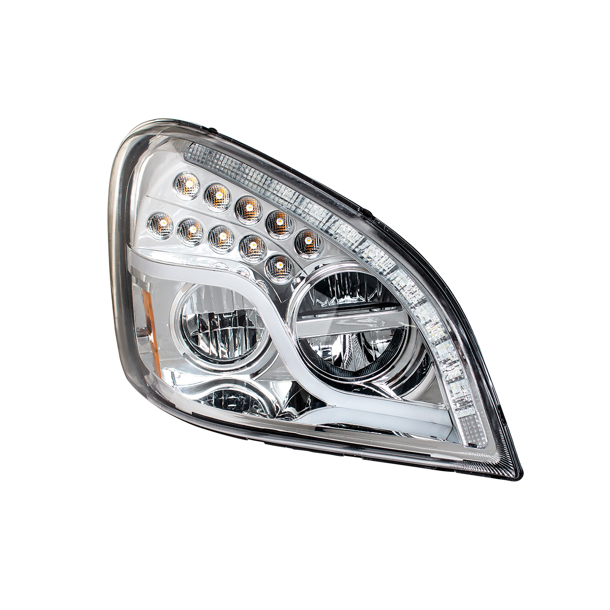 High Power LED Chrome Headlight With LED DRL & LED Turn Signal For 2008-2017 Freightliner Cascadia - Passenger - Thumbnail 6