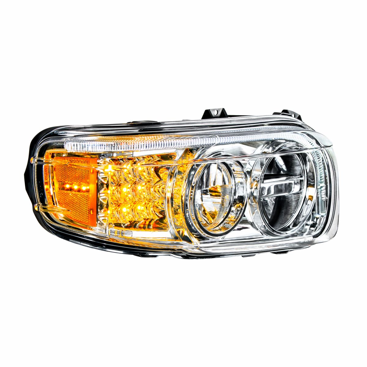 Chrome LED Headlight With LED Turn & Position Light Bar For Peterbilt 388(2008-2015) & 389(2008-2023)- Passenger