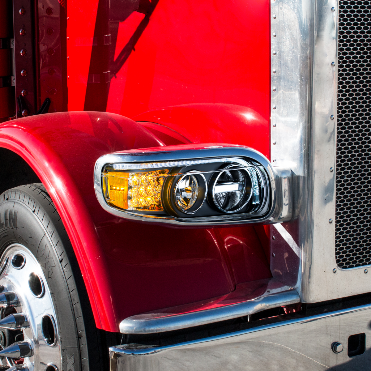 Blackout LED Headlight With LED Turn & Position Light Bar For 2008-2023 Peterbilt 389- Driver - Thumbnail 14