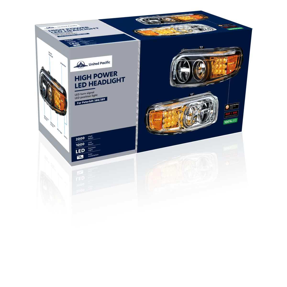 Blackout LED Headlight With LED Turn & Position Light Bar For 2008-2023 Peterbilt 389- Driver - Thumbnail 15