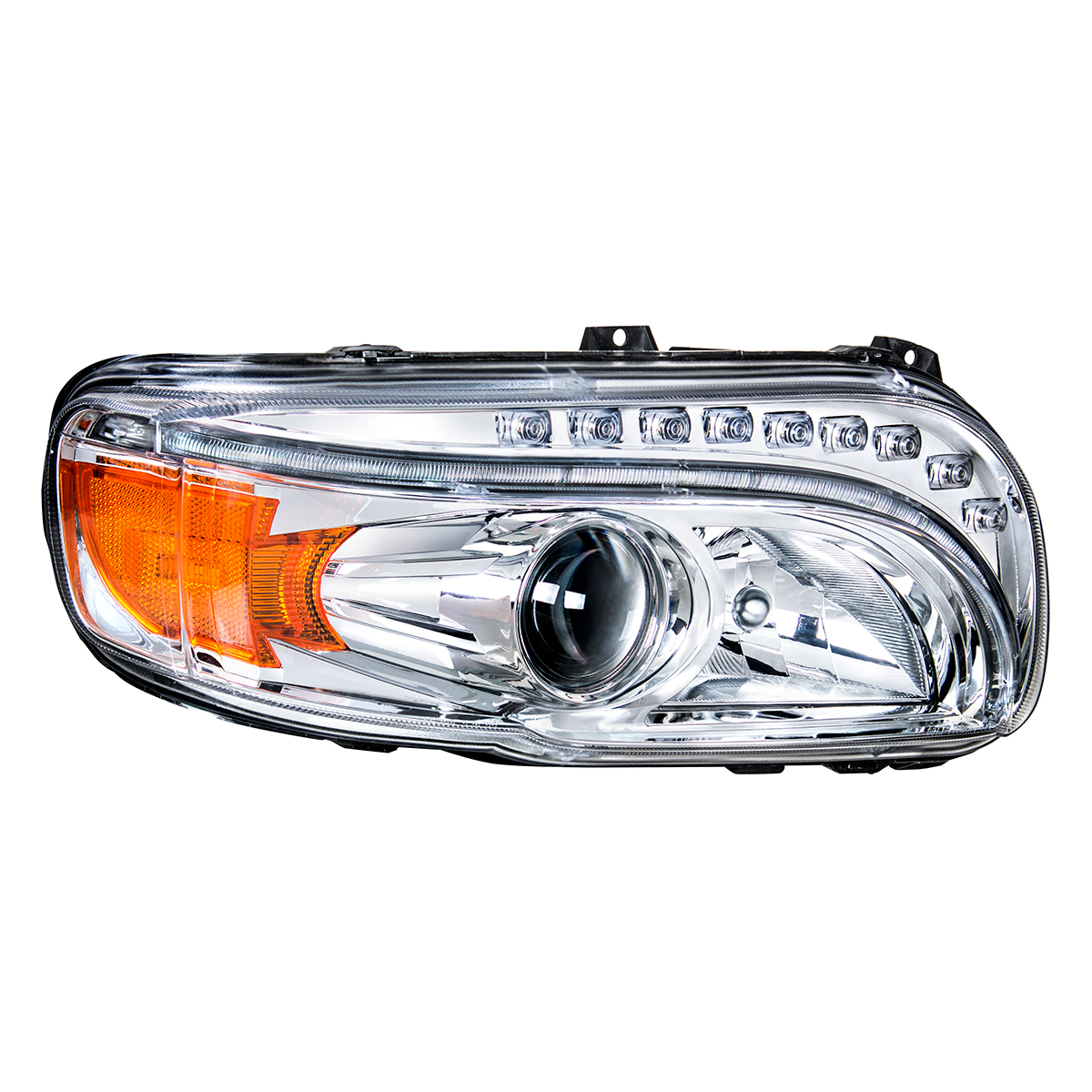 Chrome Projection Headlight With LED Turn & DRL For Peterbilt 389 (2008-2023) & 388 (2008-2015)- Passenger - Thumbnail 2