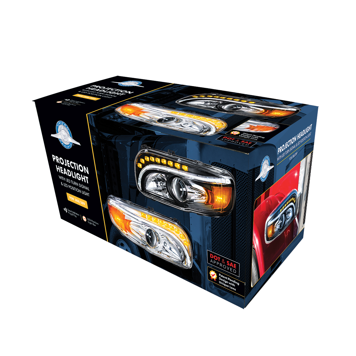 Chrome Projection Headlight With LED Turn & DRL For Peterbilt 389 (2008-2023) & 388 (2008-2015)- Passenger - Thumbnail 7