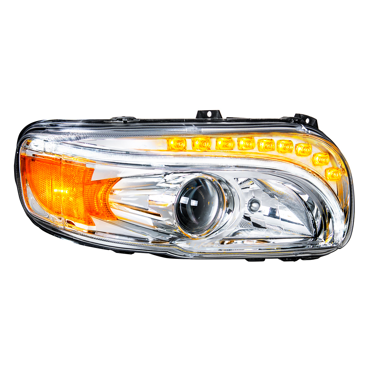 Chrome Projection Headlight With LED Turn & DRL For Peterbilt 389 (2008-2023) & 388 (2008-2015)- Passenger - Thumbnail 8