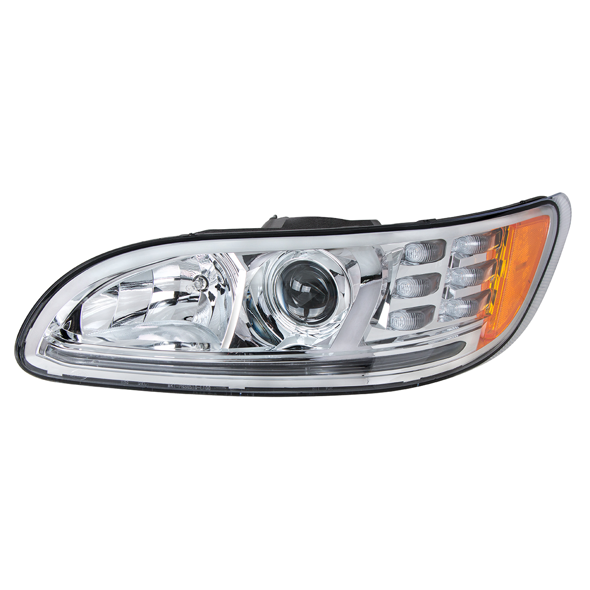 Chrome Projection Headlight With LED Turn & Position Light for 2005-2015 Peterbilt 386- Driver - Thumbnail 3