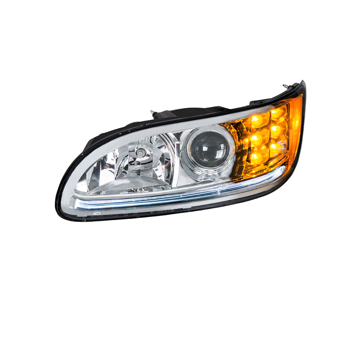 Chrome Projection Headlight With LED Turn & Position Light for 2005-2015 Peterbilt 386- Driver - Thumbnail 4