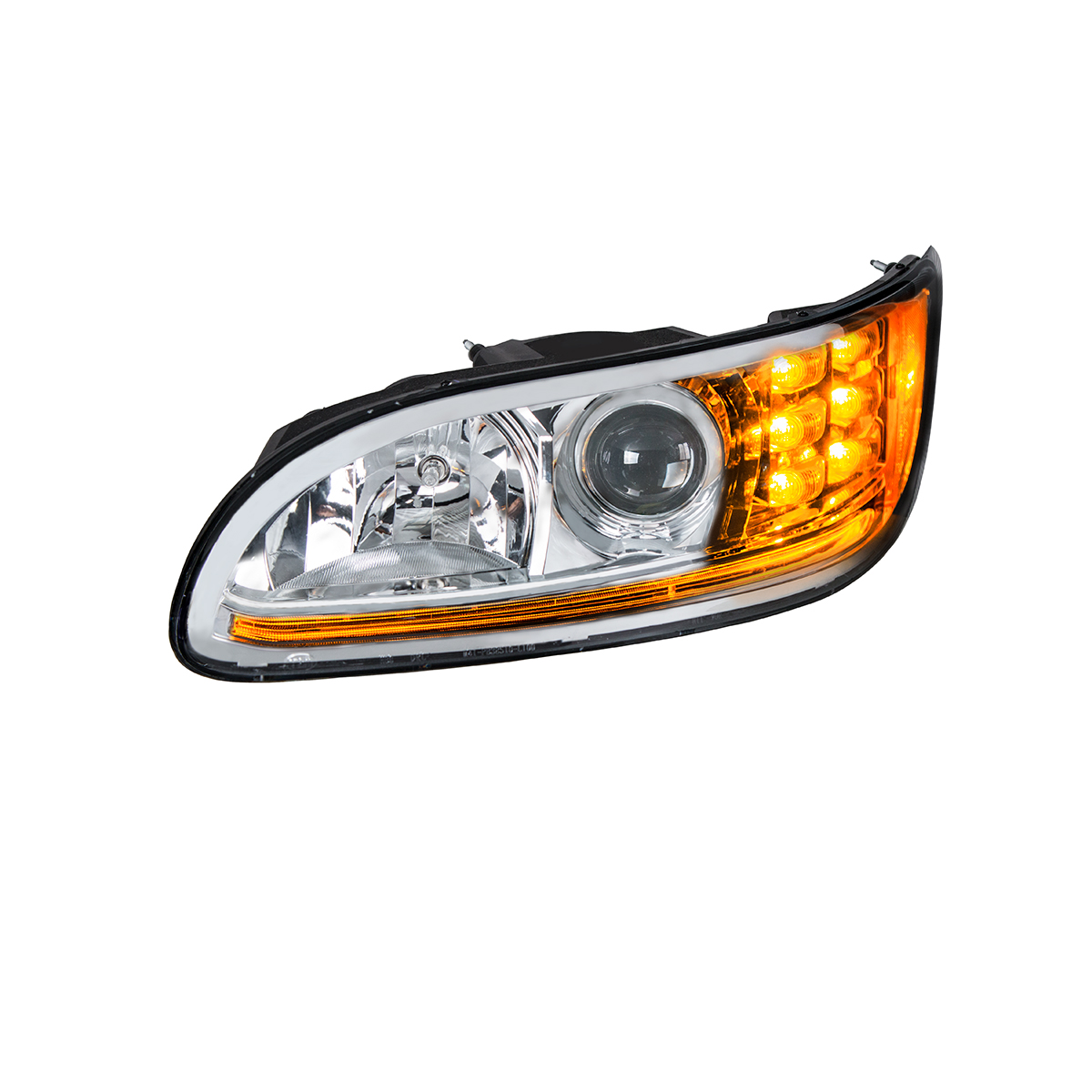 Chrome Projection Headlight With LED Turn & Position Light for 2005-2015 Peterbilt 386- Driver - Thumbnail 5