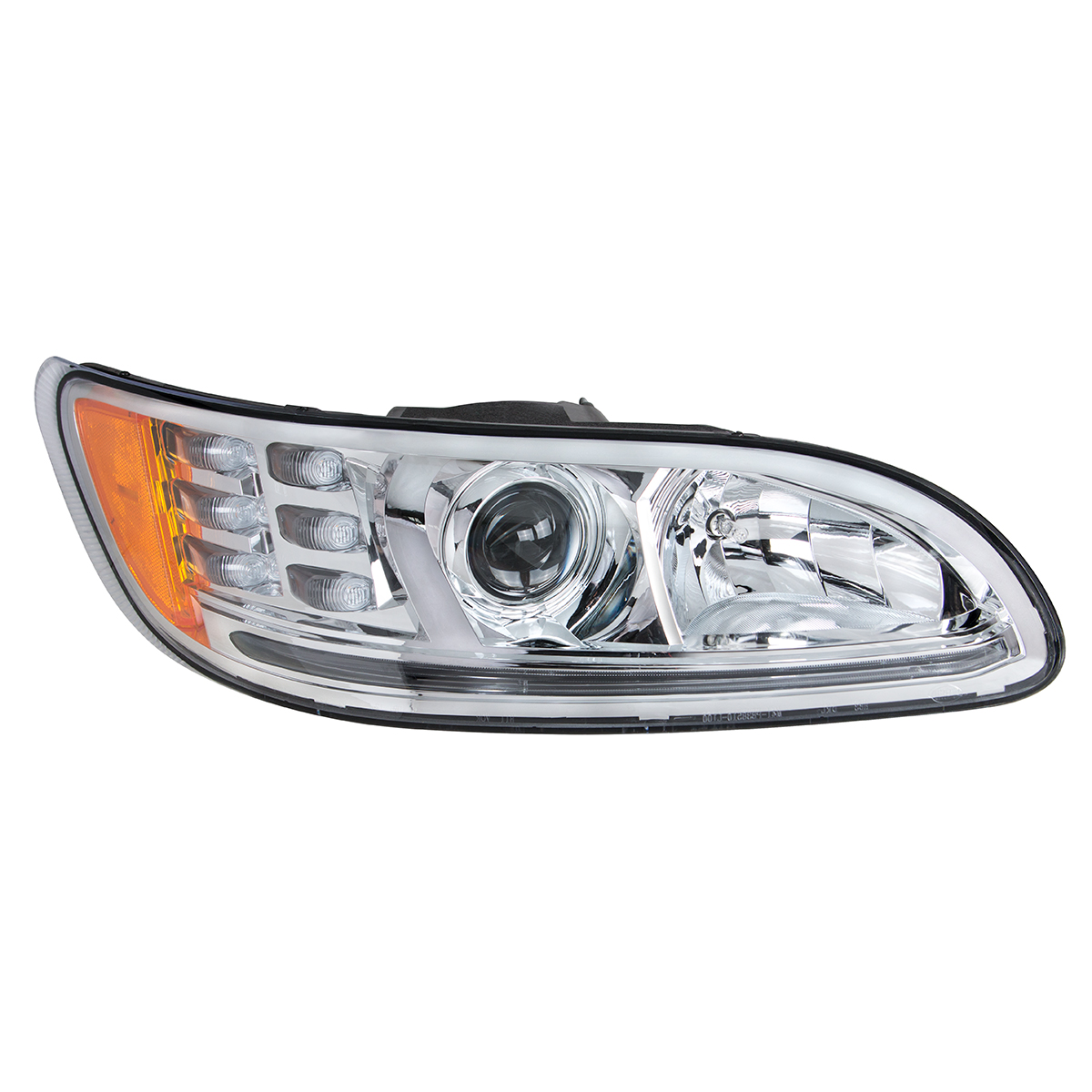 Chrome Projection Headlight With LED Turn & Position Light for 2005-2015 Peterbilt 386- Passenger - Thumbnail 3