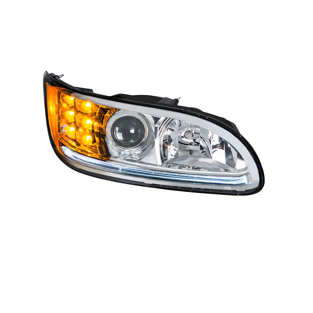 Chrome Projection Headlight With LED Turn & Position Light for 2005-2015 Peterbilt 386- Passenger - Thumbnail 4