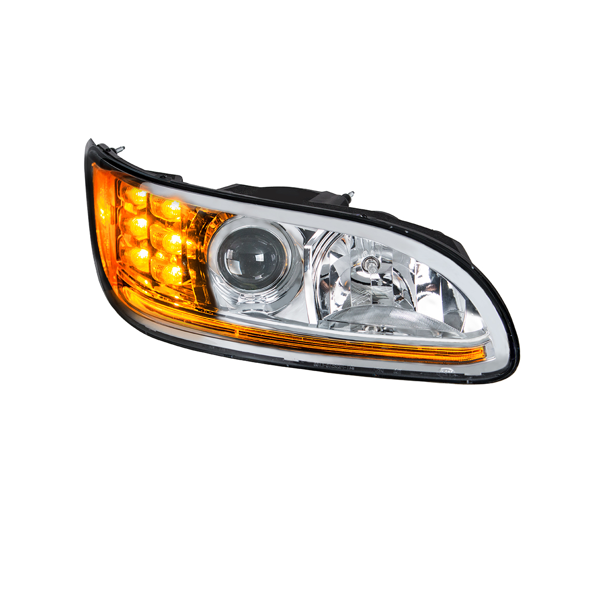Chrome Projection Headlight With LED Turn & Position Light for 2005-2015 Peterbilt 386- Passenger - Thumbnail 5