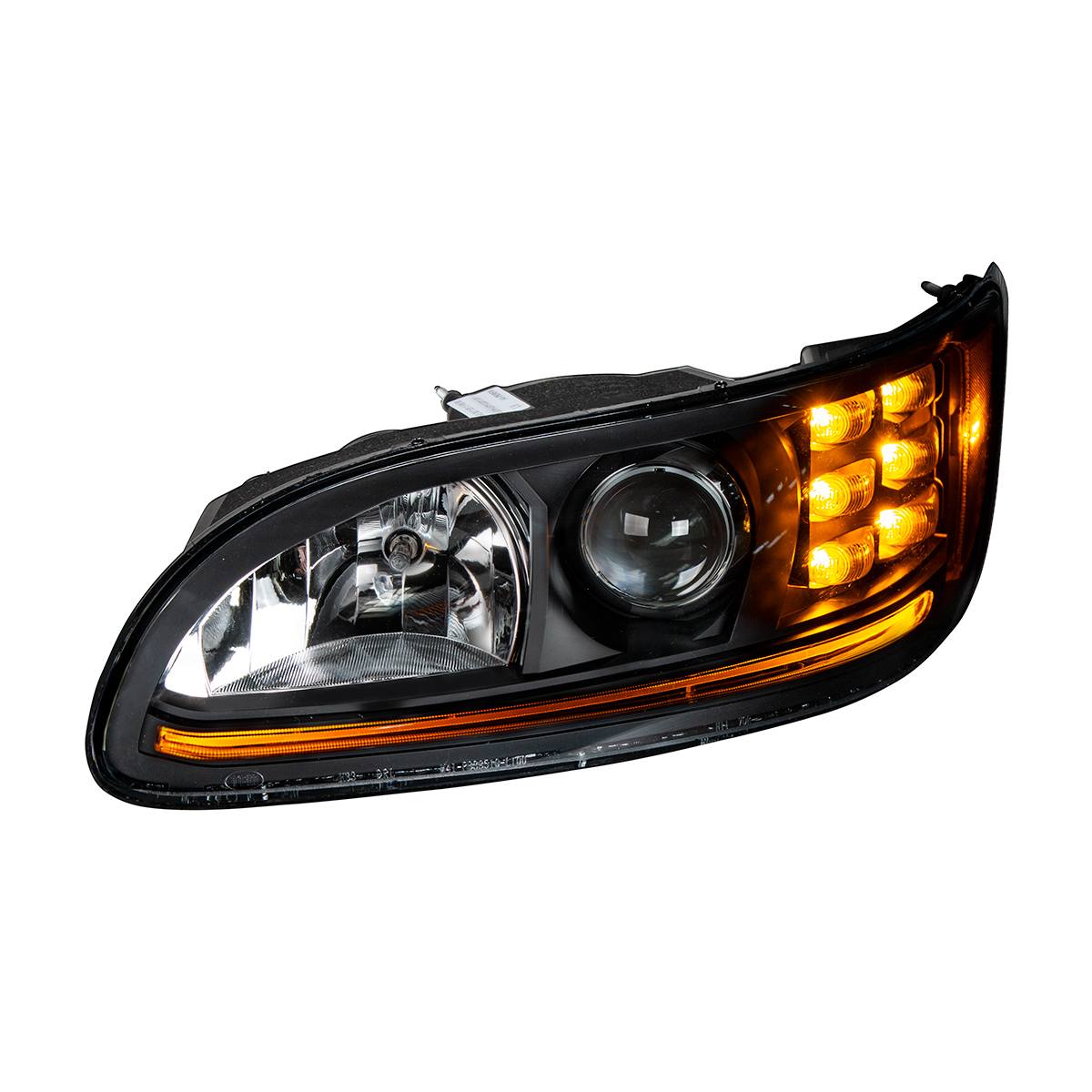 "Blackout" Projection Headlight With LED Turn & Position Light for 2005-2015 Peterbilt 386- Driver - Thumbnail 5