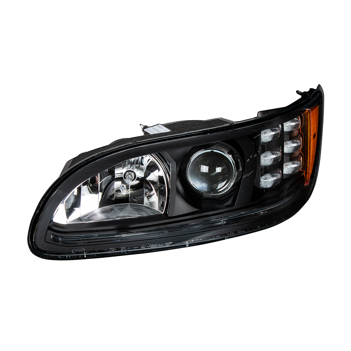 "Blackout" Projection Headlight With LED Turn & Position Light for 2005-2015 Peterbilt 386- Driver - Thumbnail 6