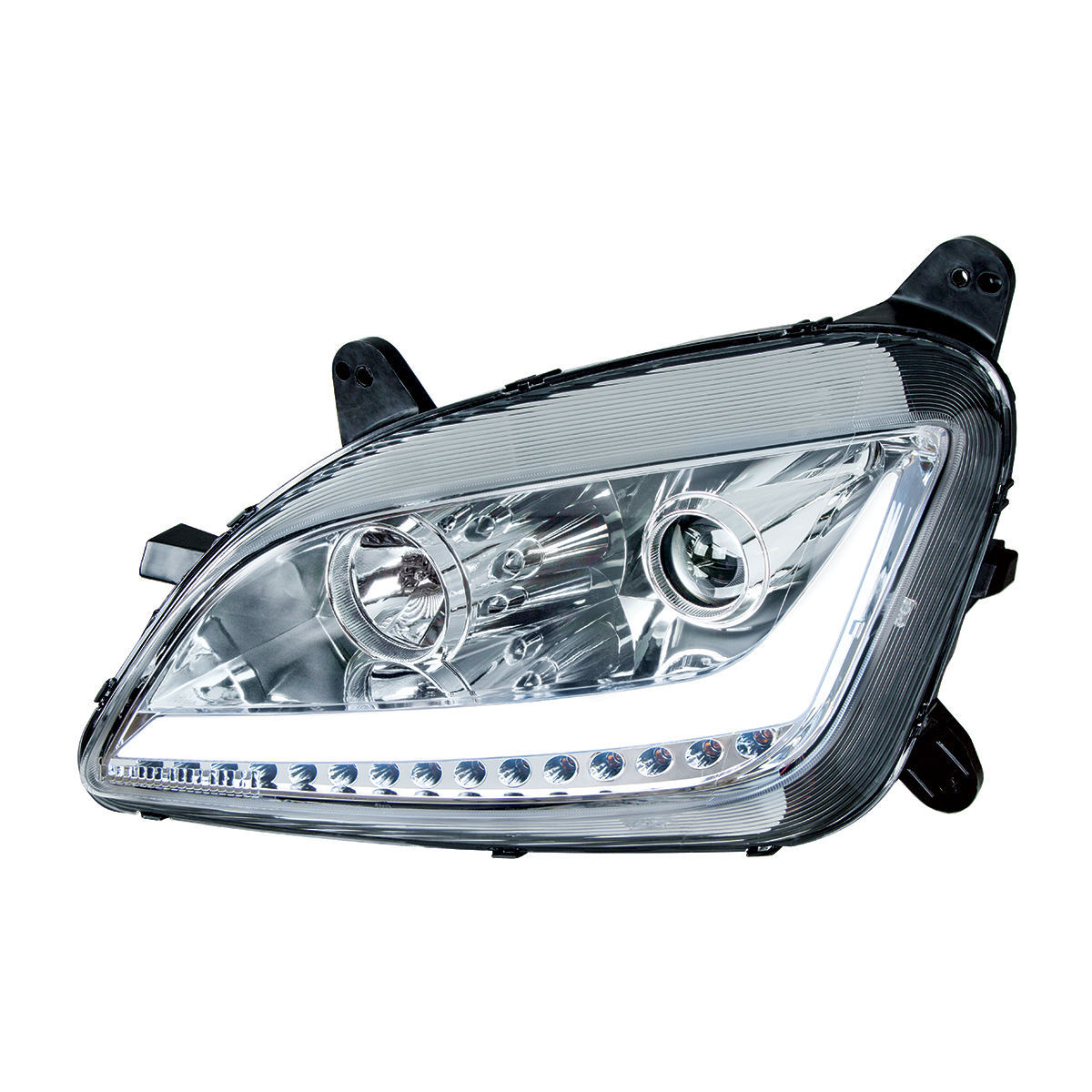 Chrome Projection Headlight With LED Position Light & Signal For 2012-2021 Peterbilt 579- Driver - Thumbnail 2