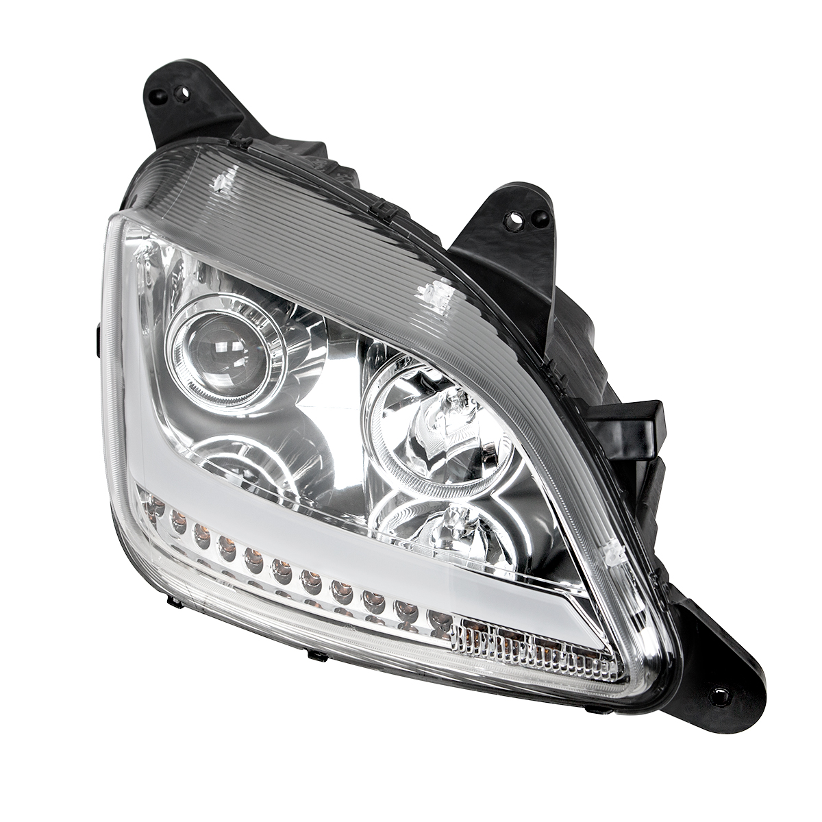 Chrome Projection Headlight With LED Position Light & Signal For 2012-2021 Peterbilt 579- Passenger - Thumbnail 5