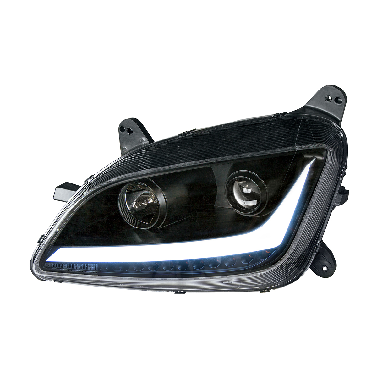 Black Projection Headlight With LED Position & Signal For 2012-2021 Peterbilt 579- Driver - Thumbnail 2