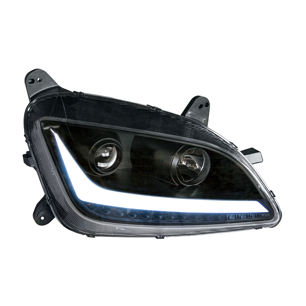 Black Projection Headlight With LED Position & Signal For 2012-2021 Peterbilt 579- Passenger - Thumbnail 2