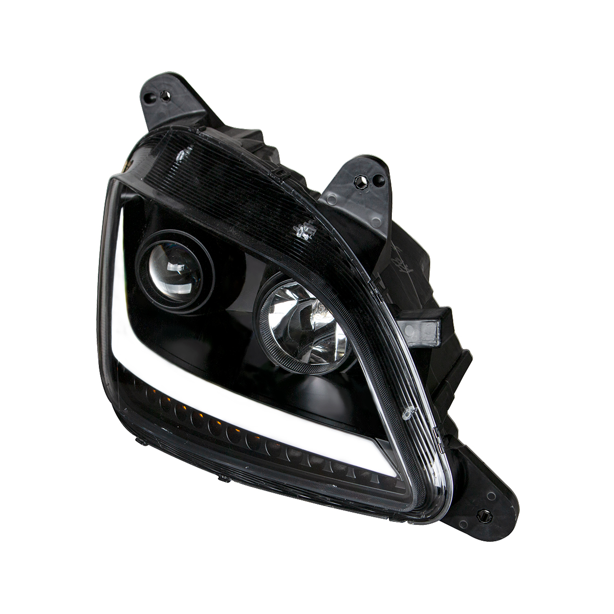 Black Projection Headlight With LED Position & Signal For 2012-2021 Peterbilt 579- Passenger - Thumbnail 5