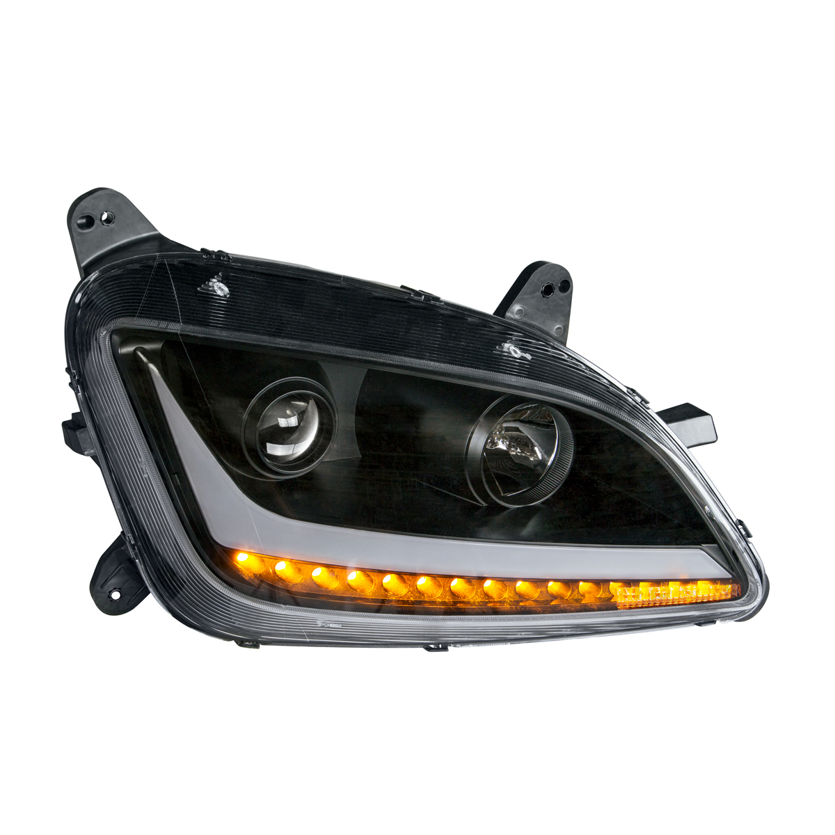 Black Projection Headlight With LED Position & Signal For 2012-2021 Peterbilt 579- Passenger - Thumbnail 9