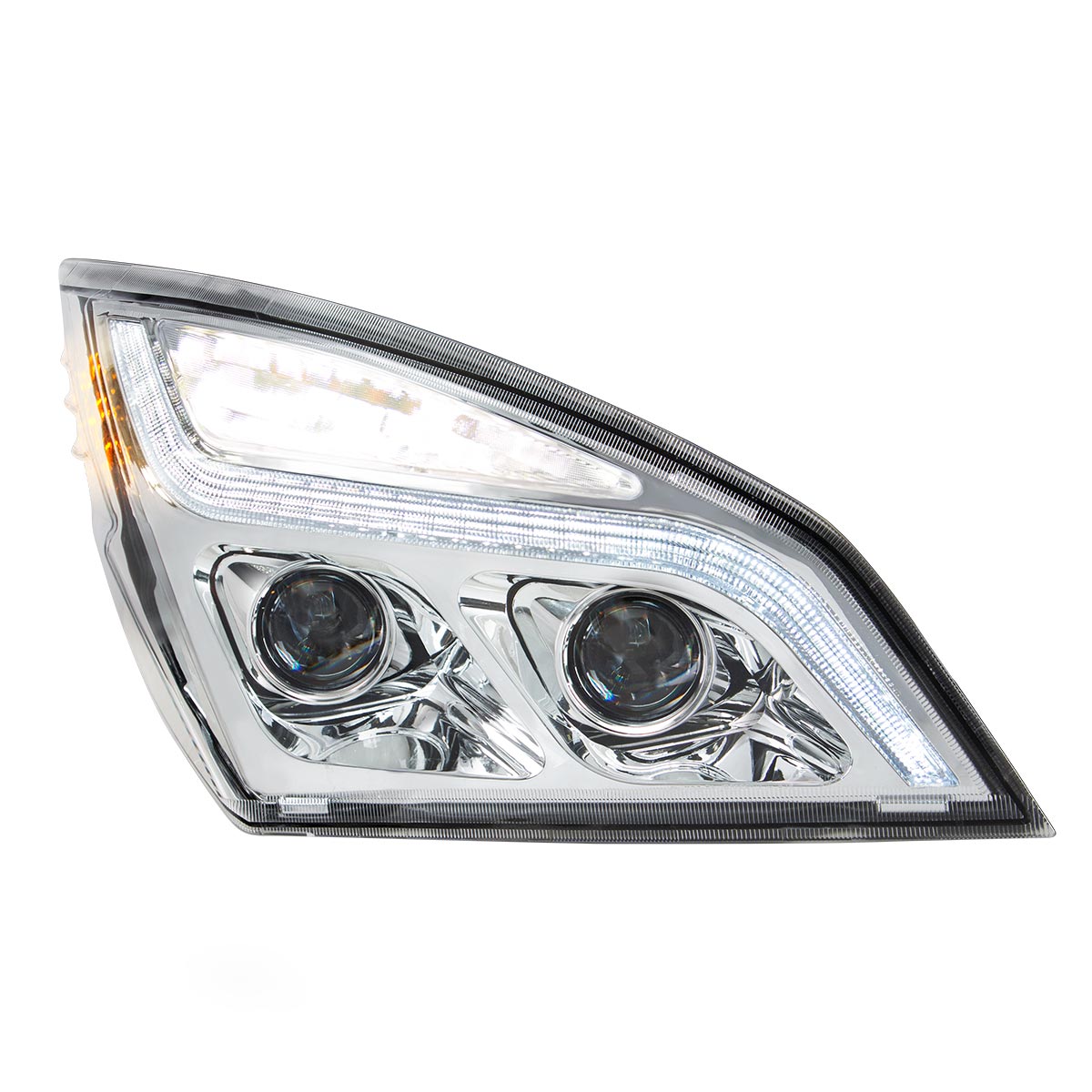 Chrome LED Projection Headlight With LED Position Light For 2018-2024 Freightliner Cascadia - Passenger - Thumbnail 5