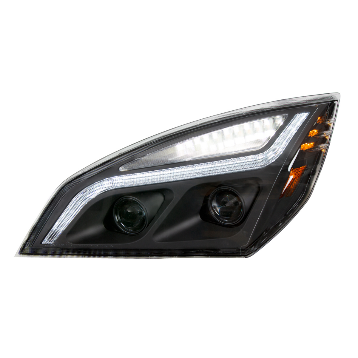 Black LED Projection Headlight With LED Position Light For 2018-2024 Freightliner Cascadia - Driver - Thumbnail 11