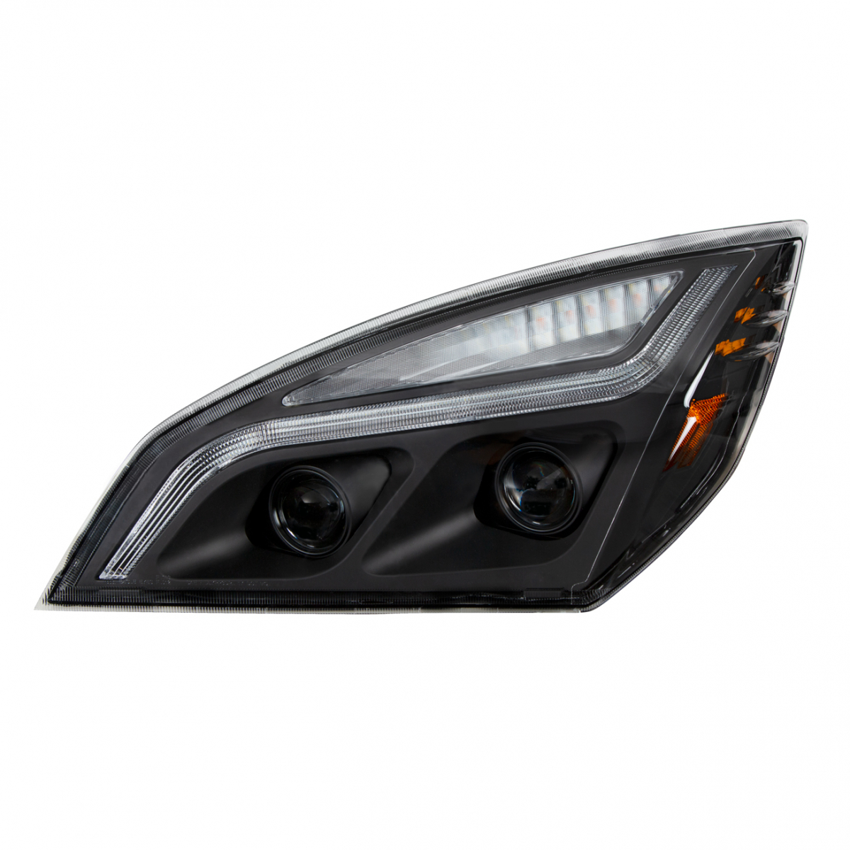 Black LED Projection Headlight With LED Position Light For 2018-2024 Freightliner Cascadia - Driver - Thumbnail 3
